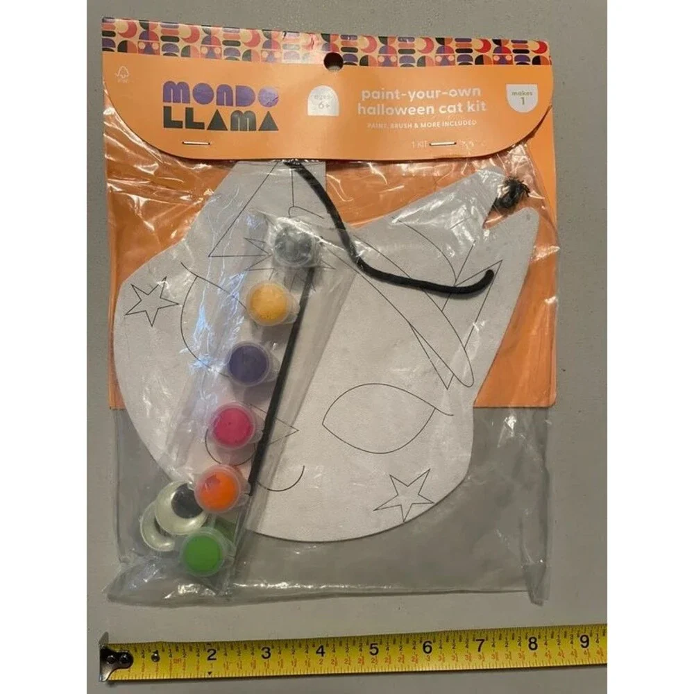 Mondo Llama Wooden DIY Craft Art  Halloween cat kit for kids